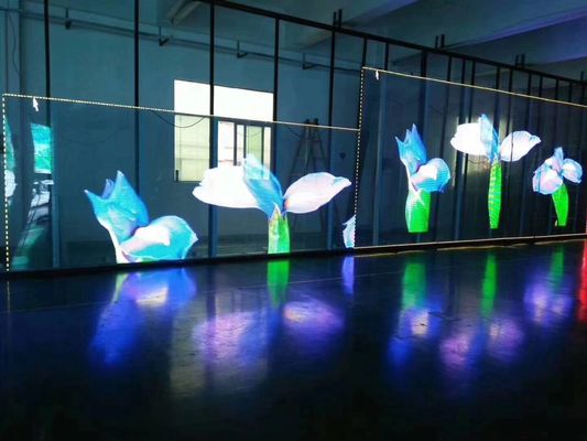 Schermo LED in vetro trasparente ad alta trasparenza con ampio angolo di visione e basso consumo energetico per uso interno ed esterno