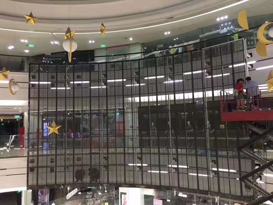 Schermo LED in vetro trasparente ad alta trasparenza con ampio angolo di visione e basso consumo energetico per uso interno ed esterno