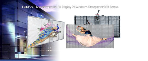 Schermo LED trasparente in vetro HD P3.9mm Griglia Finestra Display 4500cd/ M²
