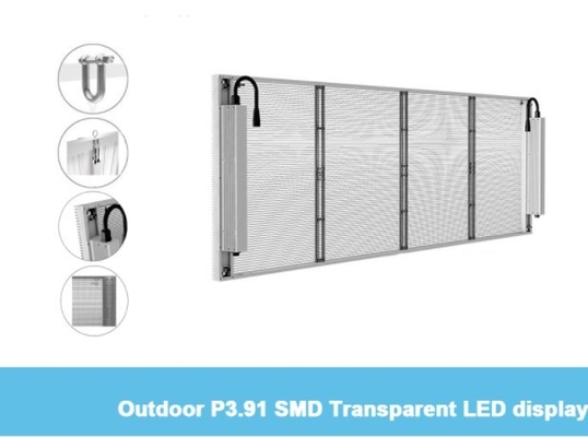 Lo schermo principale di vetro trasparente HD di P3.91mm 1R1G1B ha condotto Mesh Video Wall ISO9001