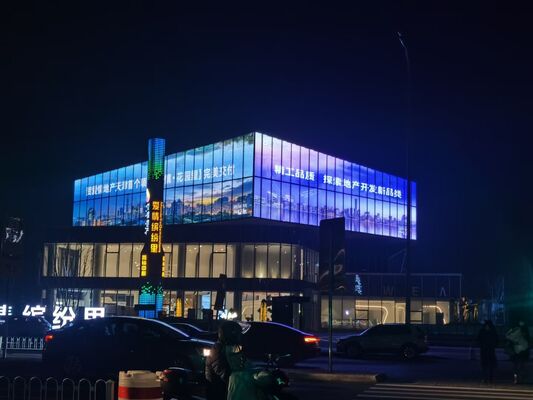 Schermo trasparente a LED a colori ad alta luminosità con dimensioni personalizzate per uso interno ed esterno